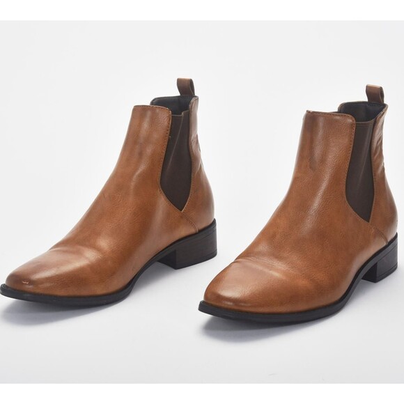 Ann Taylor Loft Slip on Chelsea Bootie Block Heel Brown Size 8M - Picture 6 of 6